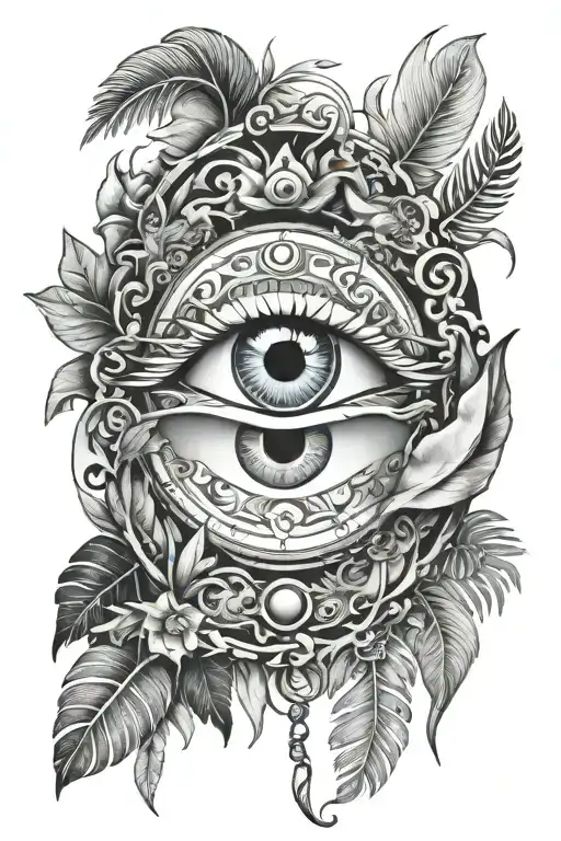 Evil Eye Surrounded By A Wild Jungle With Animals Fighting Around