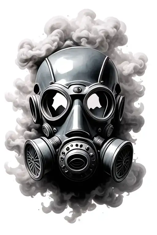 Gas Mask Surrounded By Hazy Smoke