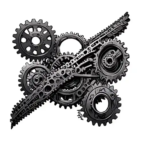 Bio Mechanical Full Sleeve In 3D Gears And Sprockets