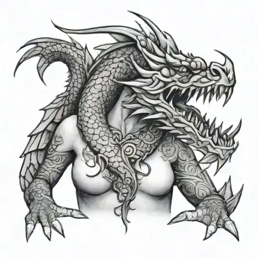 Dragon On Woman Chest