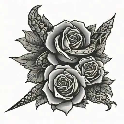 Dagger With Snake And Rose Entertwined