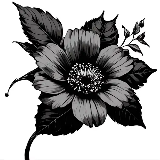 Big Bold Flower Large Black Leaves