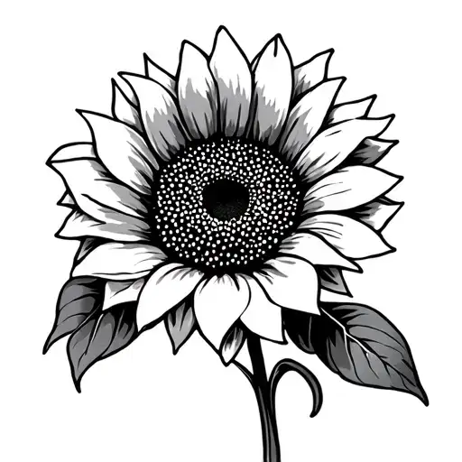 Sunflower Tattoo Stencil