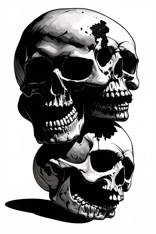 3 Small Skulls On Top Of Each Other