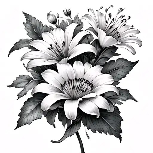 Chrysanthemum And Lily Flowers On Wrist Wrapped Around