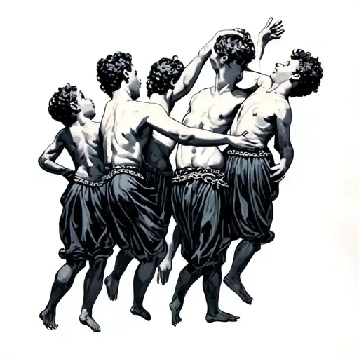 Dancing Figures Of Little Men A Bracelet Around The Arm