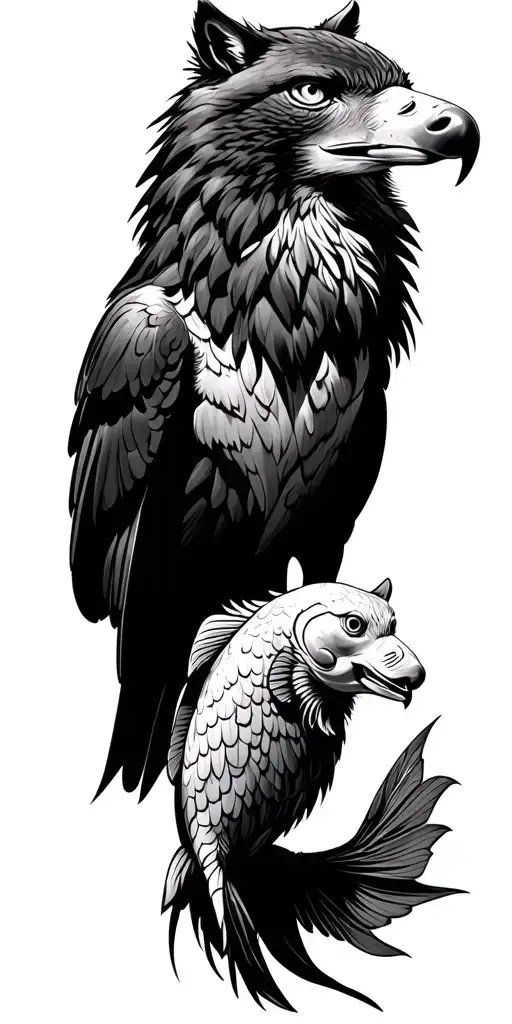 Eagle Wolf And Fish