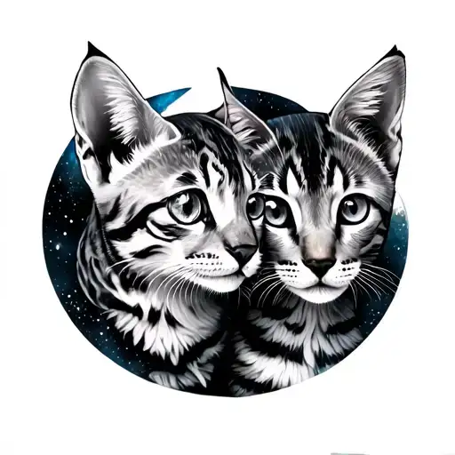 Baby Wild Cats And Galaxy Filled