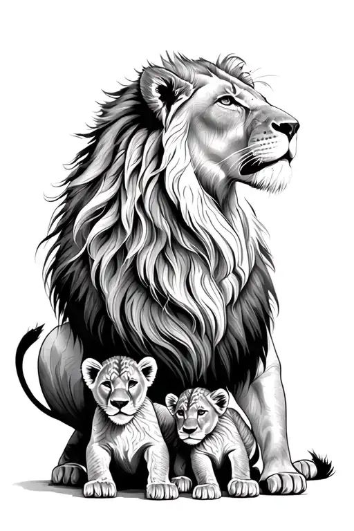 Female Lion And Cubs