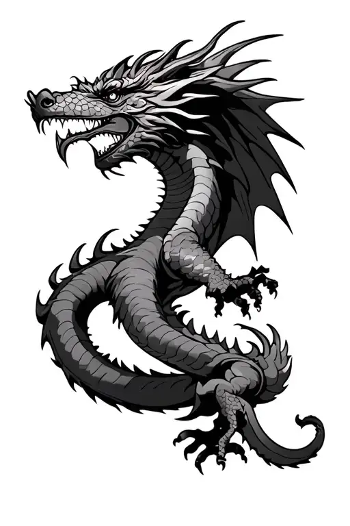 Western Dragon Flying Upwards