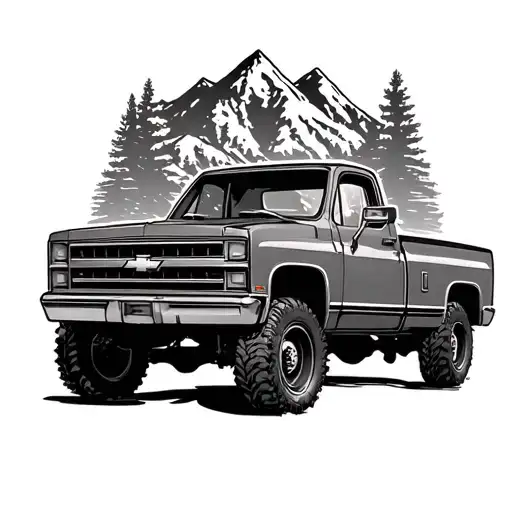 Mountain Range Chevy Truck