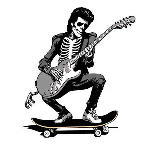Skeleton Elvis On A Skateboard