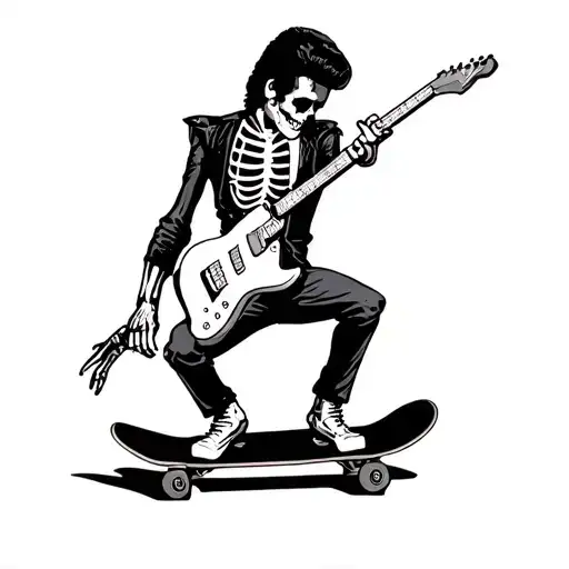 Skeleton Elvis On A Skateboard
