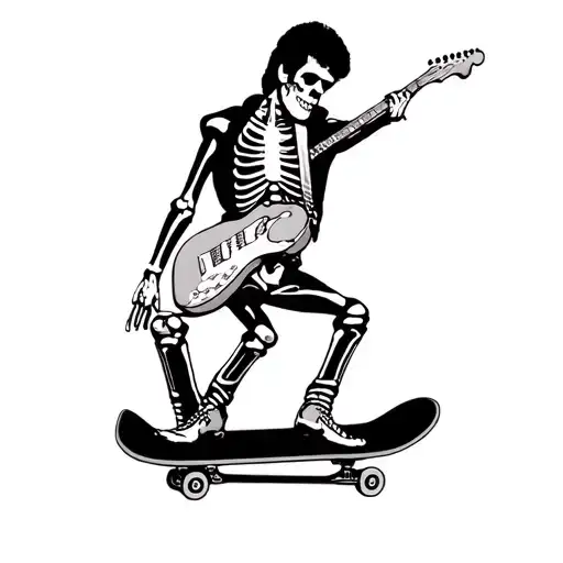 Skeleton Elvis On A Skateboard