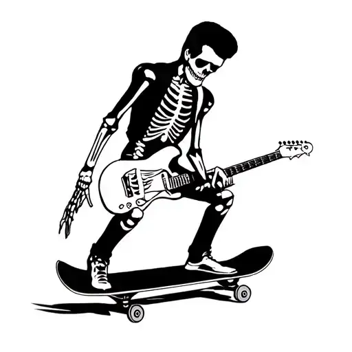 Skeleton Elvis On A Skateboard