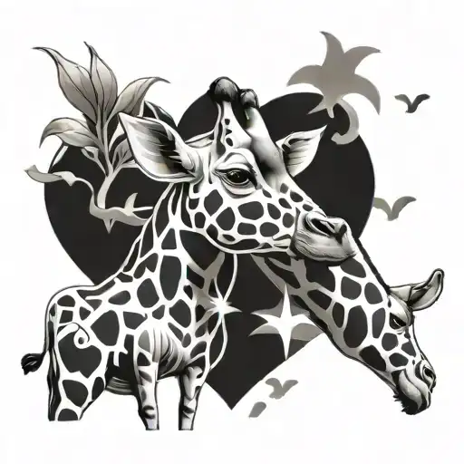 Bull And Giraffe In Love