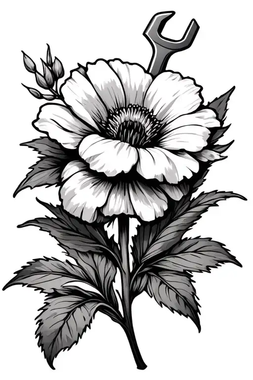 July Birth Flower With Wrench