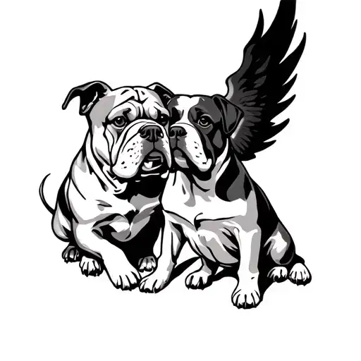 2 Bulldog And 1 Golden Retriever In Heaven Vs Hell