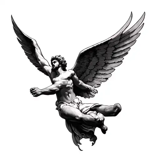 A Tattoo Of Icarus Falling From Sky Make It For The Forearm