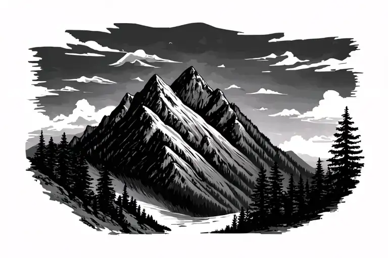 Mountain Range With Trees