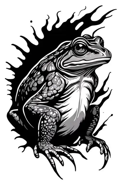 Bufo Alvarius With Aura And Black Streaks Going Vertically