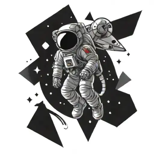 Space Stars In Triangle Astronaut Sticks Out Of Triangle