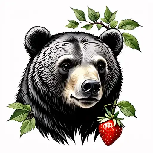 Madrid Bear And Strawberry Tree Branch