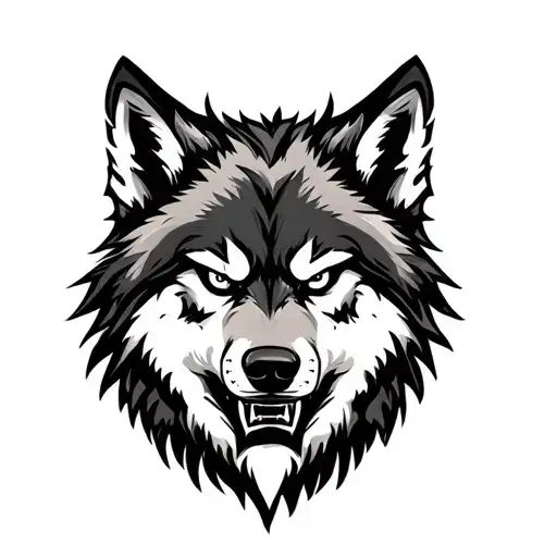 Wolf Staring Angry Design