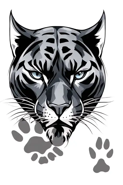 Black Panther Head With Paw Print
