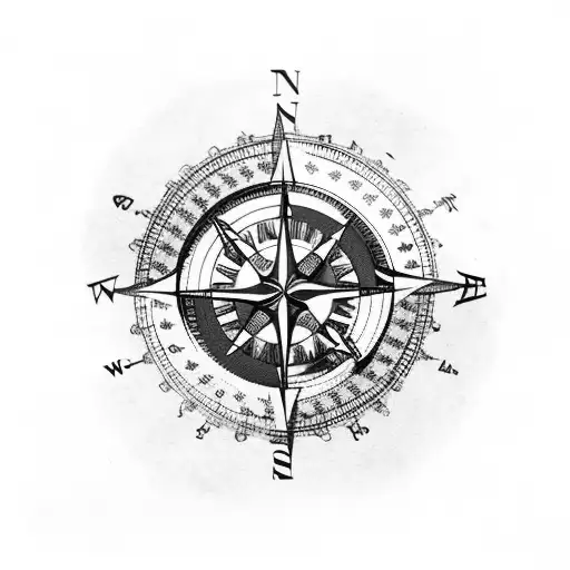 Nautical Compass And Globe Mixed