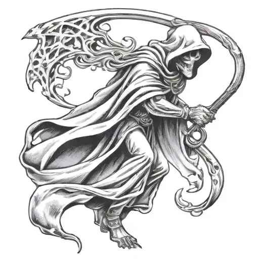 Grim Reaper Holding A Woman