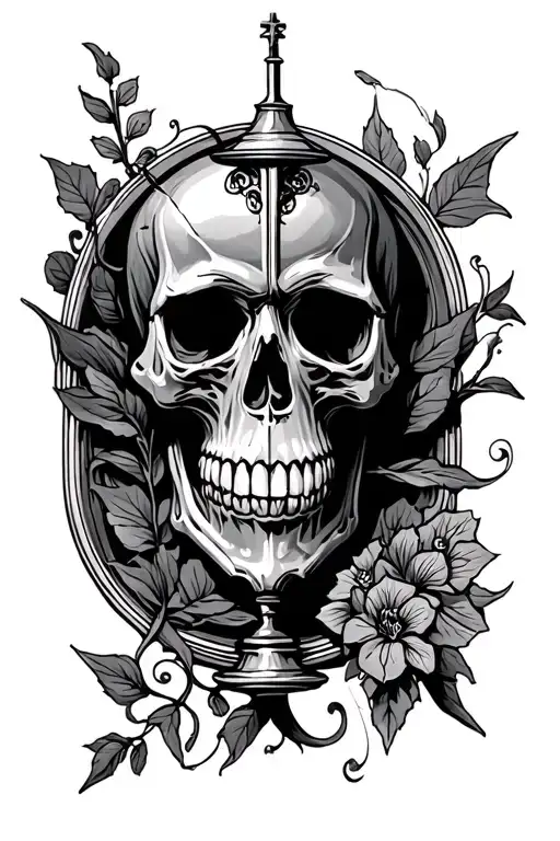 Church Glass With Skull