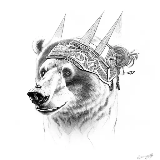 Voking Woman With Bear Headress