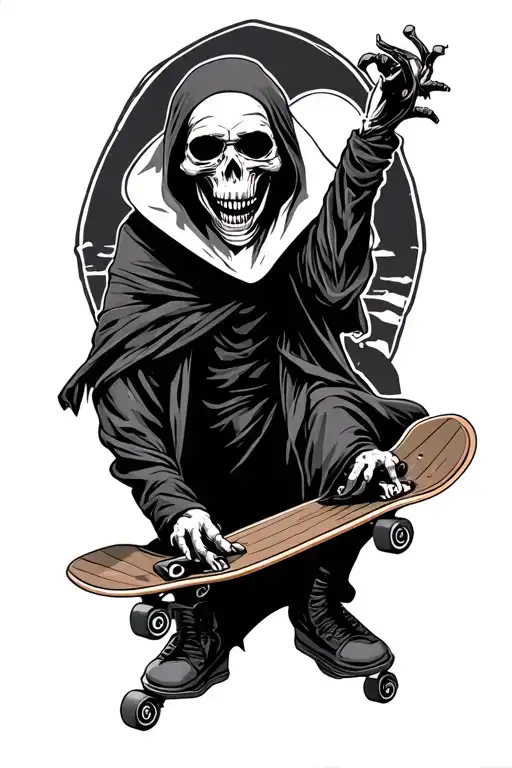 Skateboarding Grim Reaper