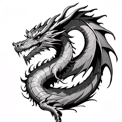 Dragon Only Outline With Paint Stains