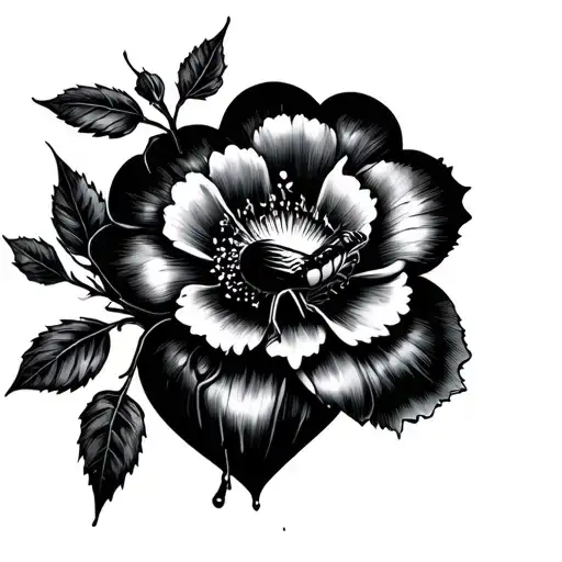 A Black Widow Climbing Out Of A Bleeding Heart Flower