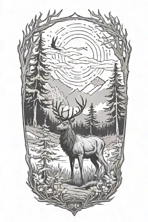 A Stag Atanding In The Middle Of A Forest