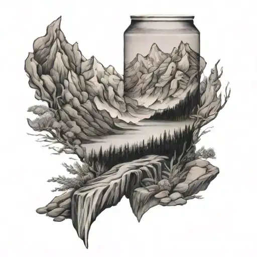 Forearm Sleeve Mountain Range With Animals To Sea