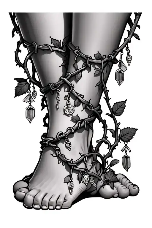 Wrapping Vine That Looks Like An Ankles Braclet With Charms Dangling Off The Vine