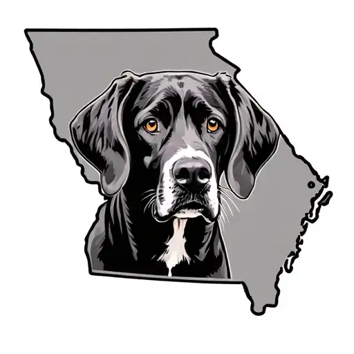 The State Of Georgia With A German Short Haired Pointer Inside Of It