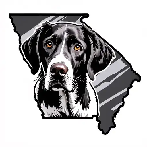The State Of Georgia With A German Short Haired Pointer Inside Of It
