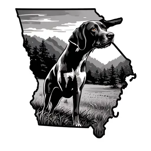 The State Of Georgia With A German Short Haired Pointer Pointing Inside Of It