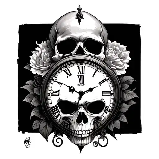 Skull And Clock Face
