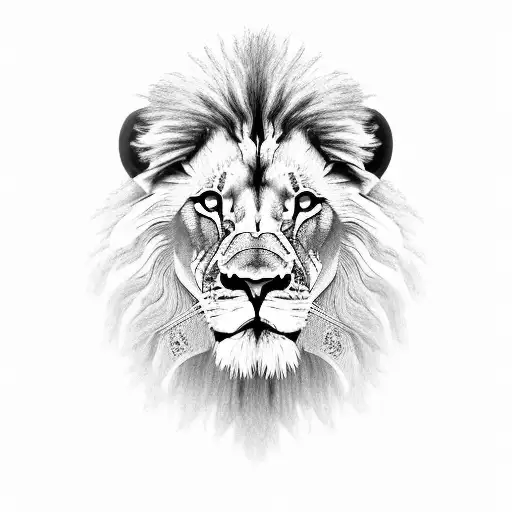 Realistic Lion Strong Fusion With Wall Clock