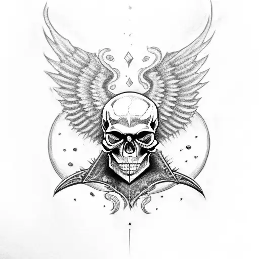 Skull With Fire Wings