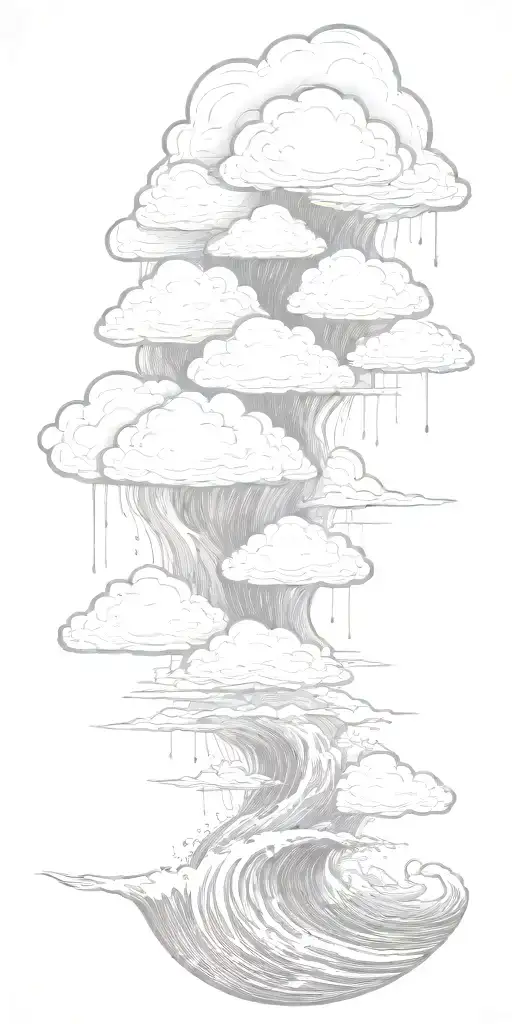 Lots Of Lightning Storm Clouds And Crashing Waves Representing Uncertainty