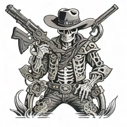 Skeleton Cowboy With Guns
