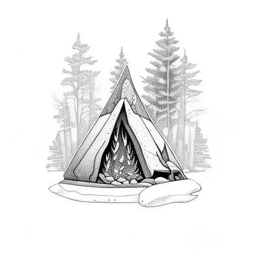 Campfire In A Forest In Winter