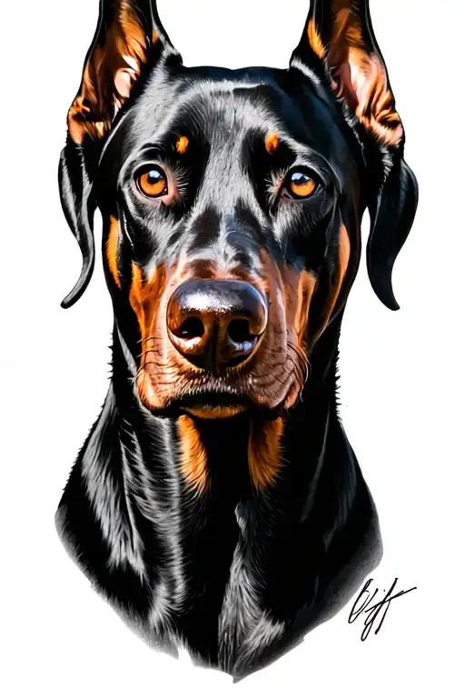 Doberman Portrait Tattoo Of The Client's