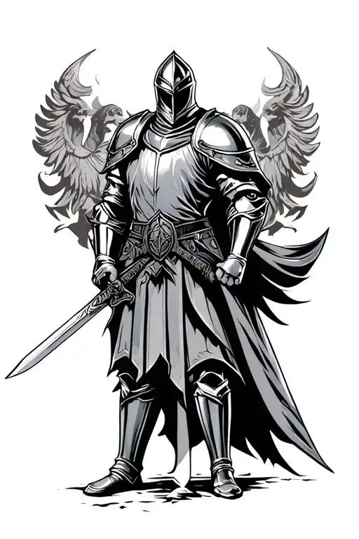 Knight With War Behind Him Holding Sword
